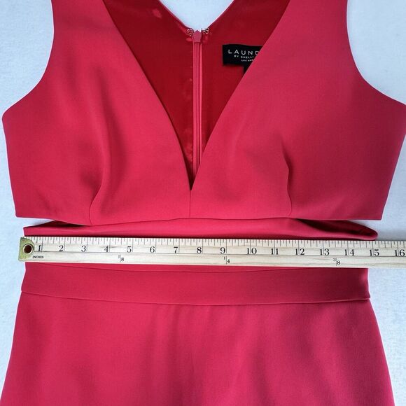 Laundry by Shelli Segal Womens Evening Gown Sz 8 Pink Sleeveless Cutout Stretch - Picture 12 of 16
